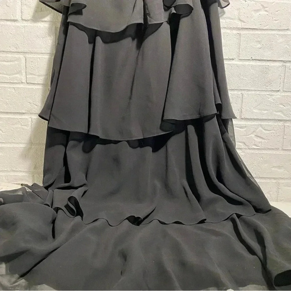 LuLu’s Tiered Black Cut-Out Dress Size Large Romantic Formal Gothic Bridesmaid - Picture 8 of 12